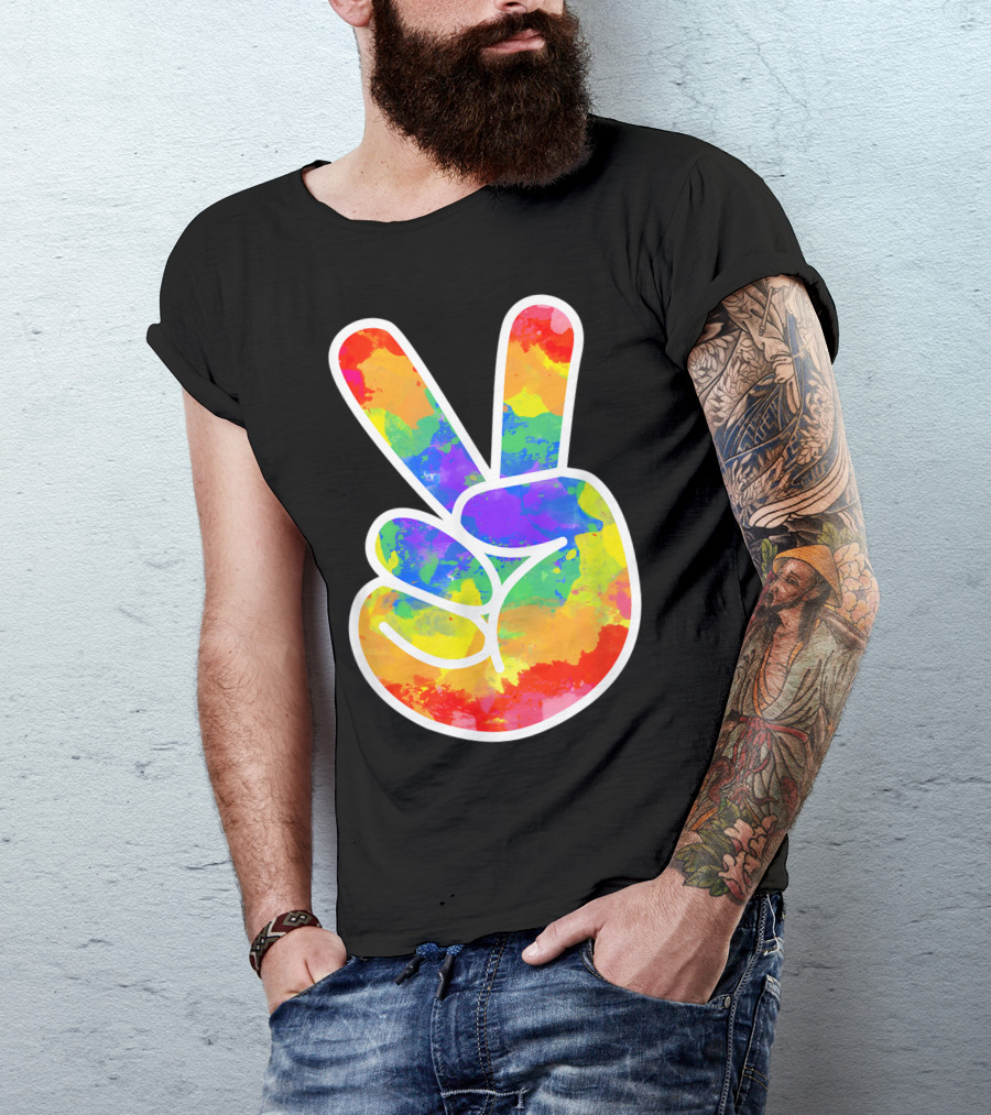 Halloween Costume Tie Dye Peace Sign Hippie 60S 70S T-Shirt