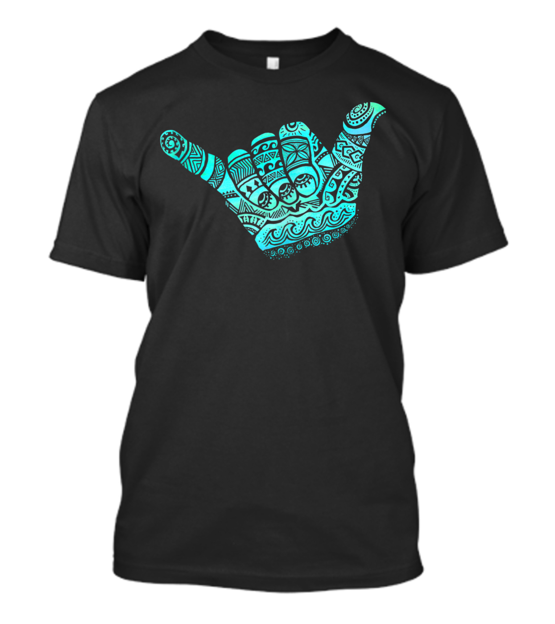 Hang Loose Polynesian Tribal Shaka Hand Blue Boho T-Shirt