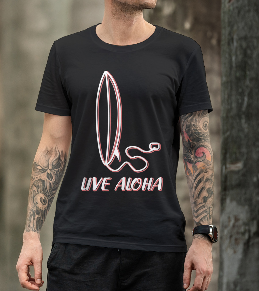 Live Aloha Surfing Hawaii Beach Wave Surfer Hippie Traveler T-Shirt