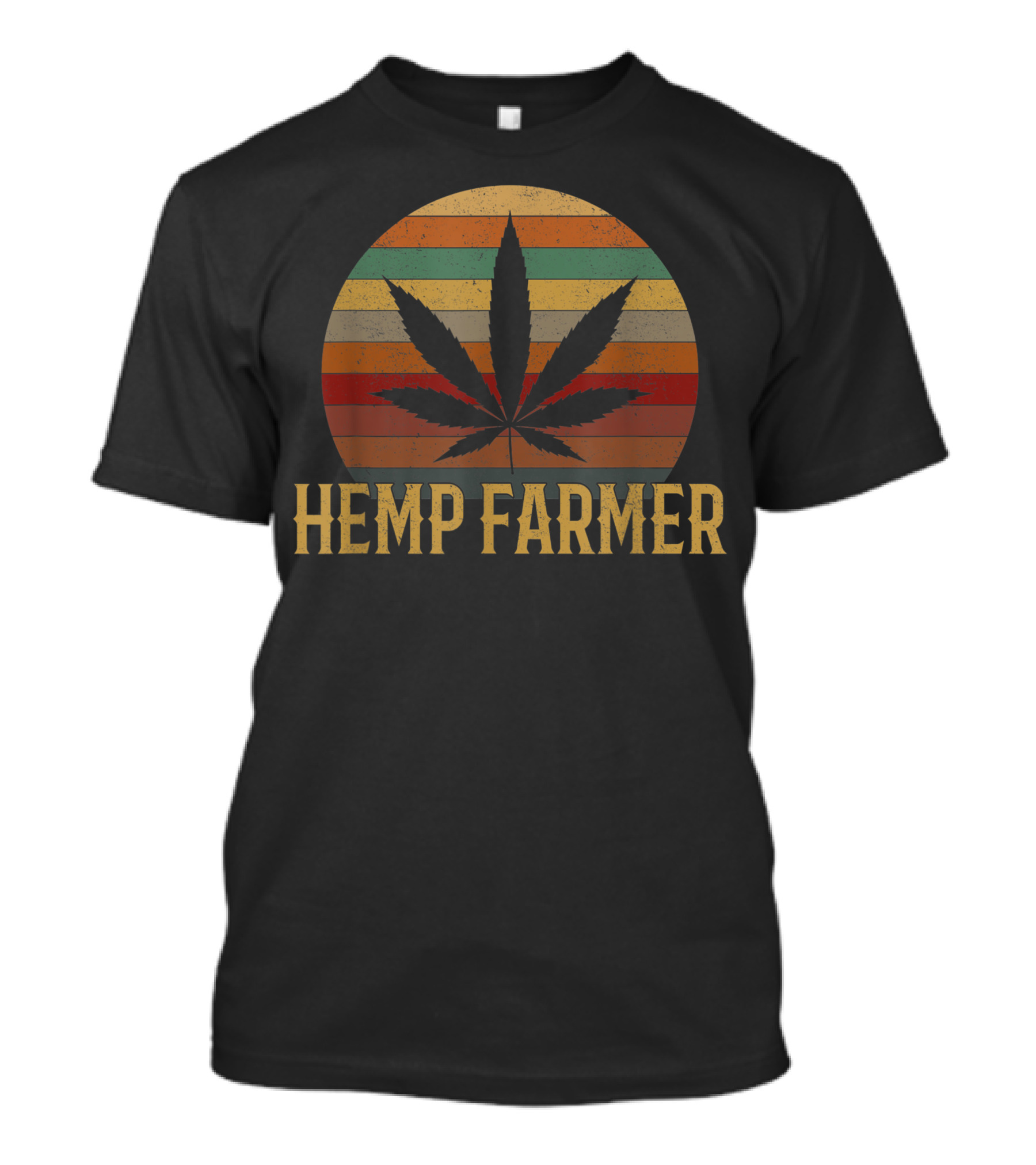 Hemp Farmer Retro Cannabis Leaf Circle Stripes T-Shirt