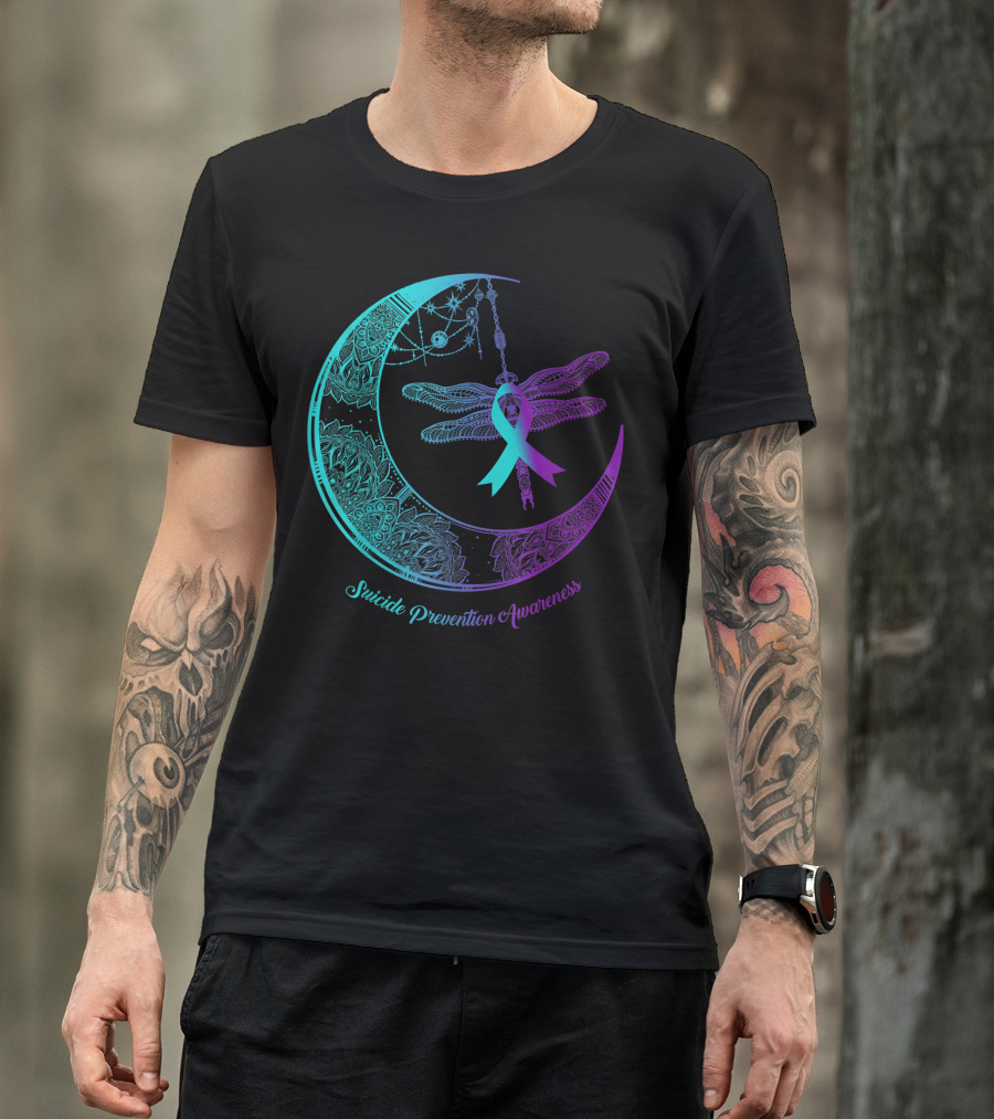 Henna Moon Dragonfly Suicide Prevention Awareness T-Shirt