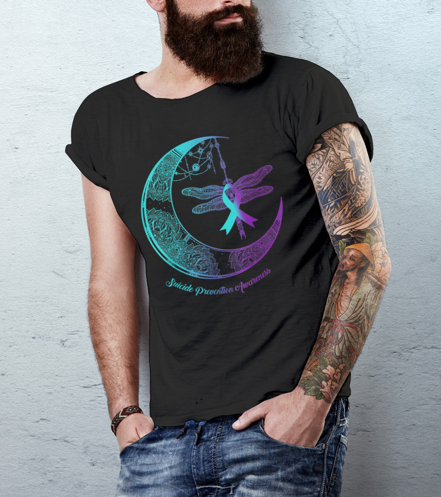 Henna Moon Dragonfly Suicide Prevention Awareness T-Shirt