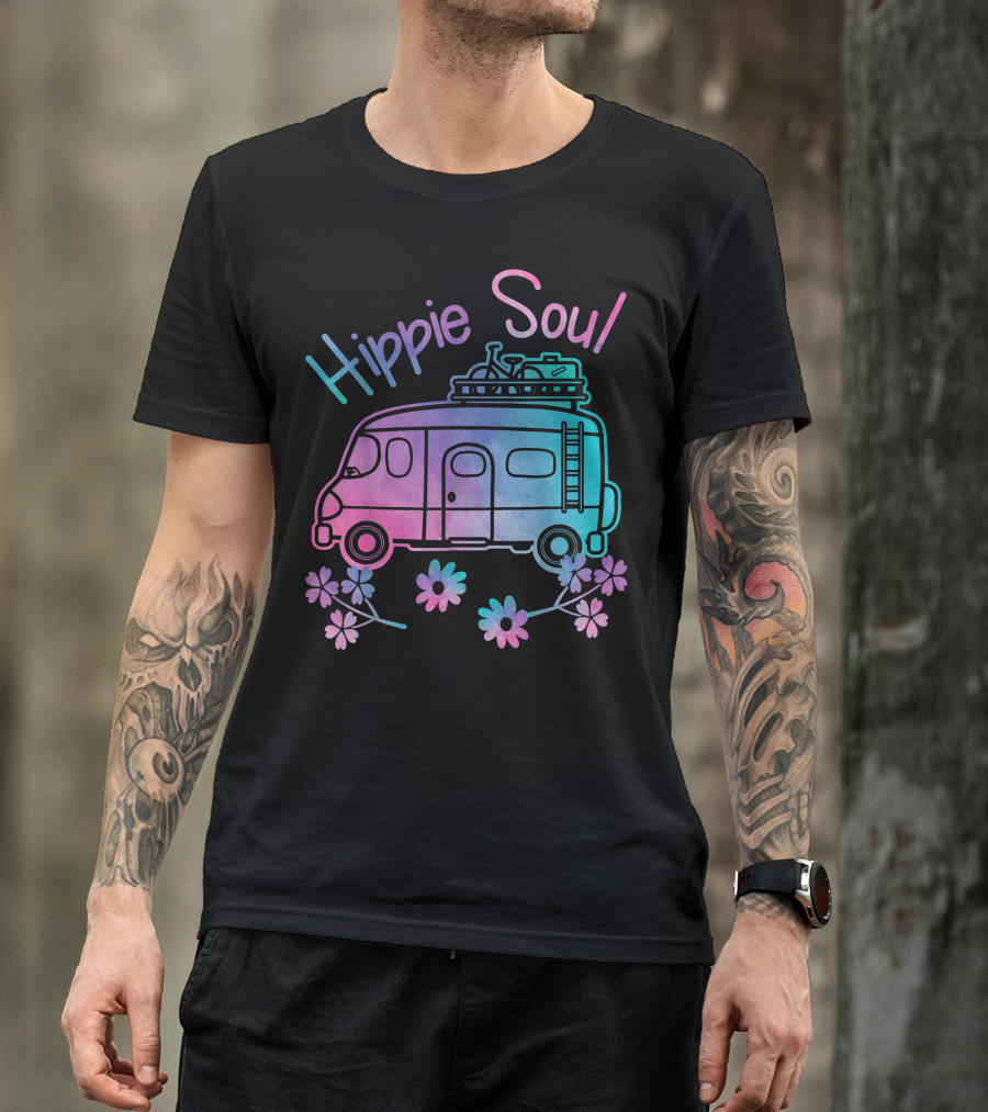 Hippie Soul Tie Dye Van With Flower Accents T-Shirt