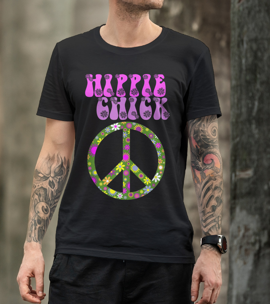 Hippie Chick Floral Peace Women's Graphic P7 T-Shirt