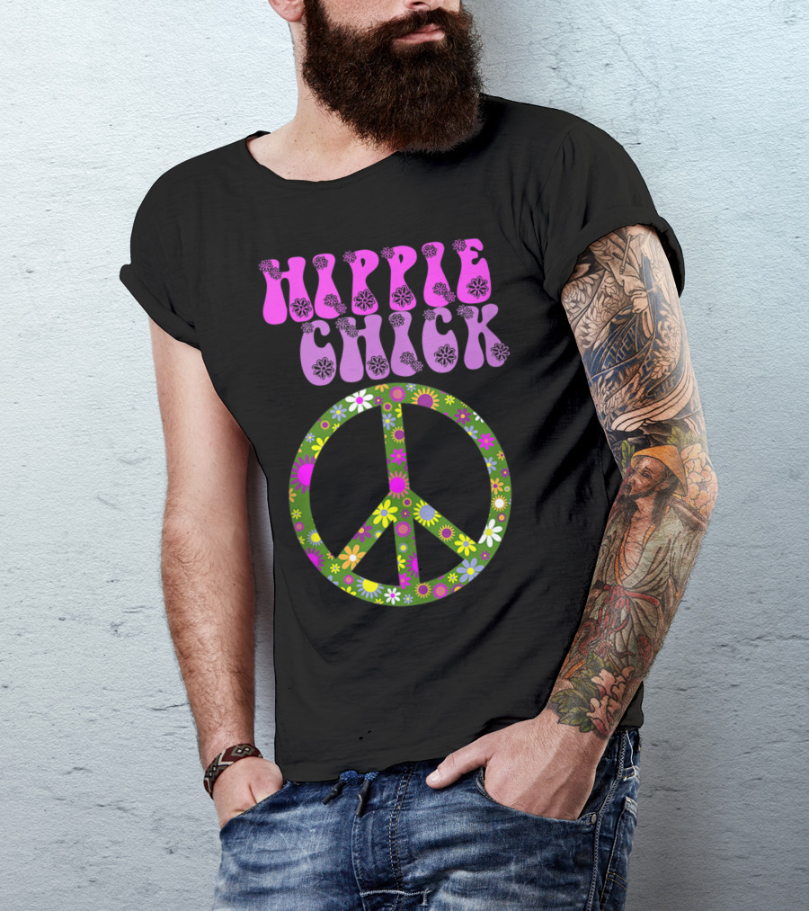 Hippie Chick Floral Peace Women's Graphic P7 T-Shirt