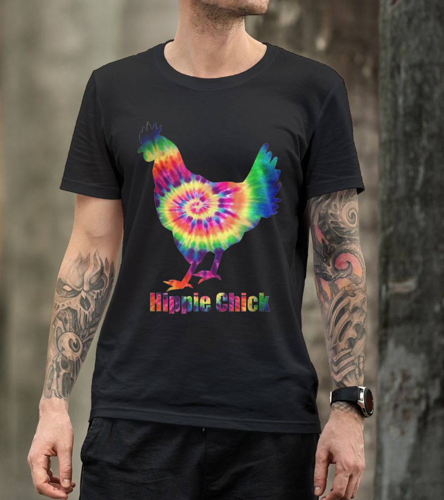 Hippie Chick Tie Dye Chicken Ideas For Her Tx Vibrant Colorful Spiral T-Shirt