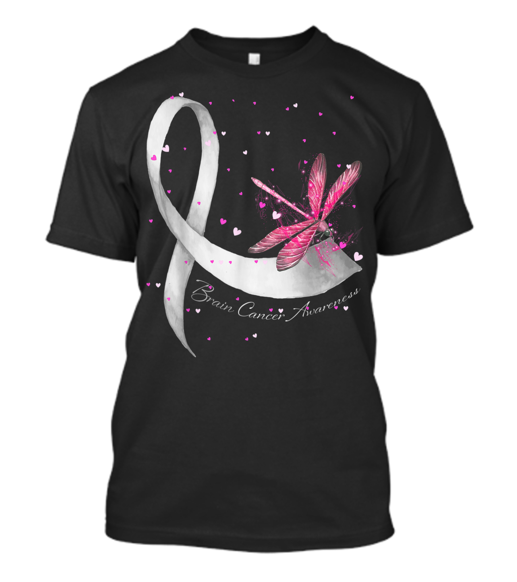 Brain Cancer Awareness Hippie Dragonfly Gray Ribbon S6 T-Shirt