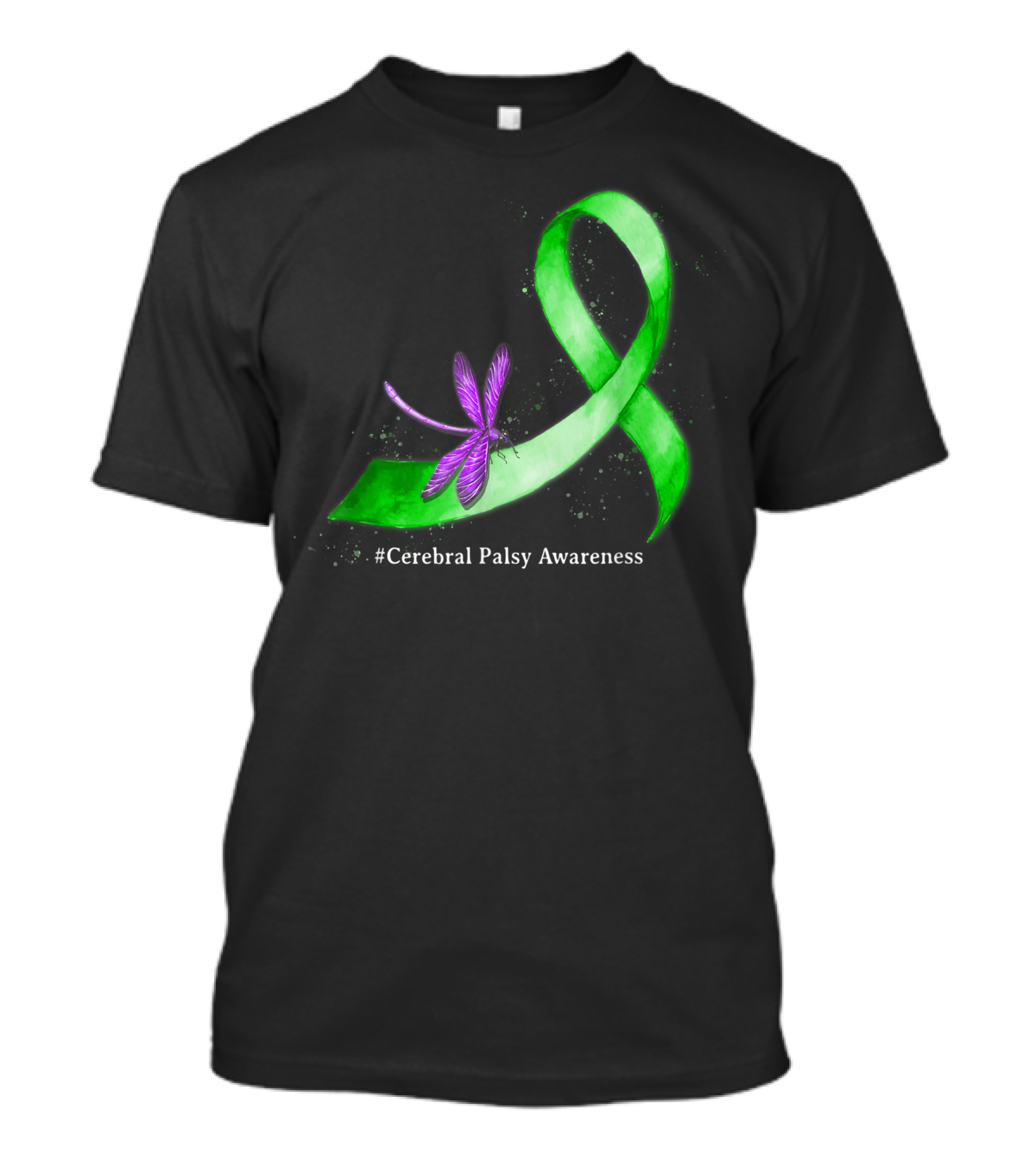 Hippie Dragonfly Green Ribbon #Cerebral Palsy Awareness T-Shirt