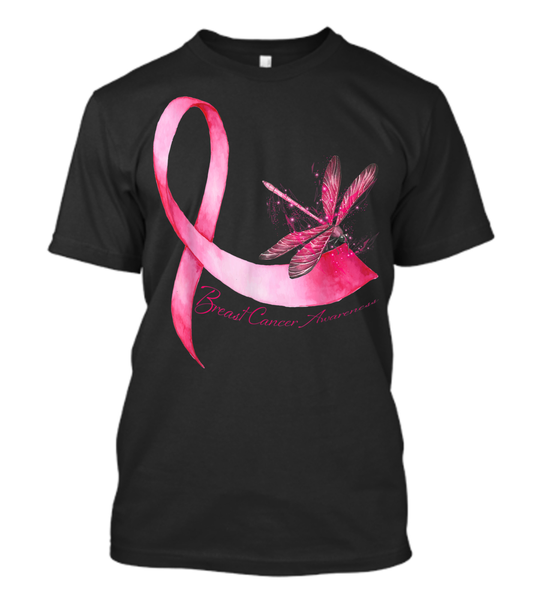 Pink Ribbon Breast Cancer Awareness Hippie Dragonfly T-Shirt