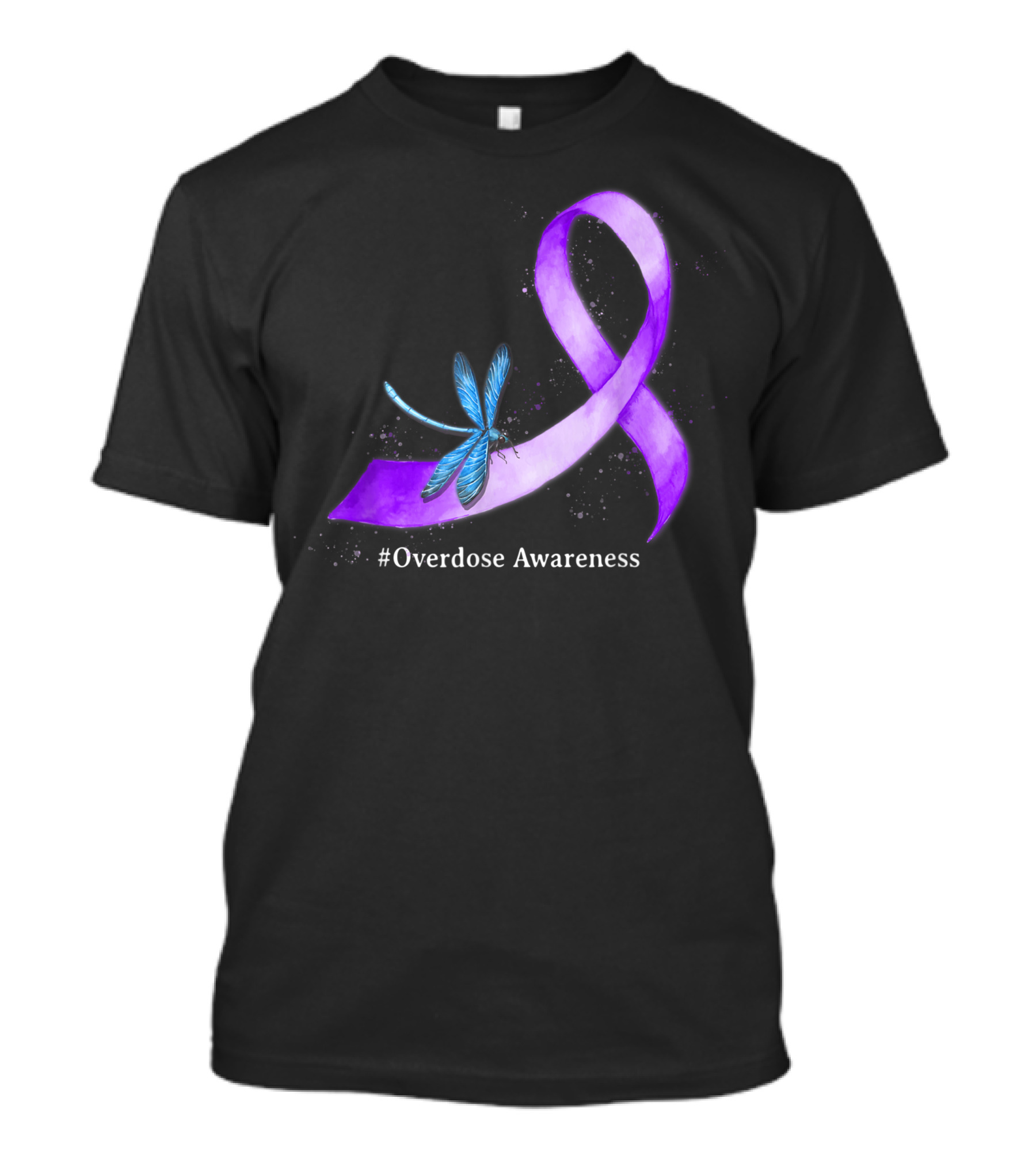 Hippie Dragonfly Purple Ribbon #Overdose Awareness 15 T-Shirt