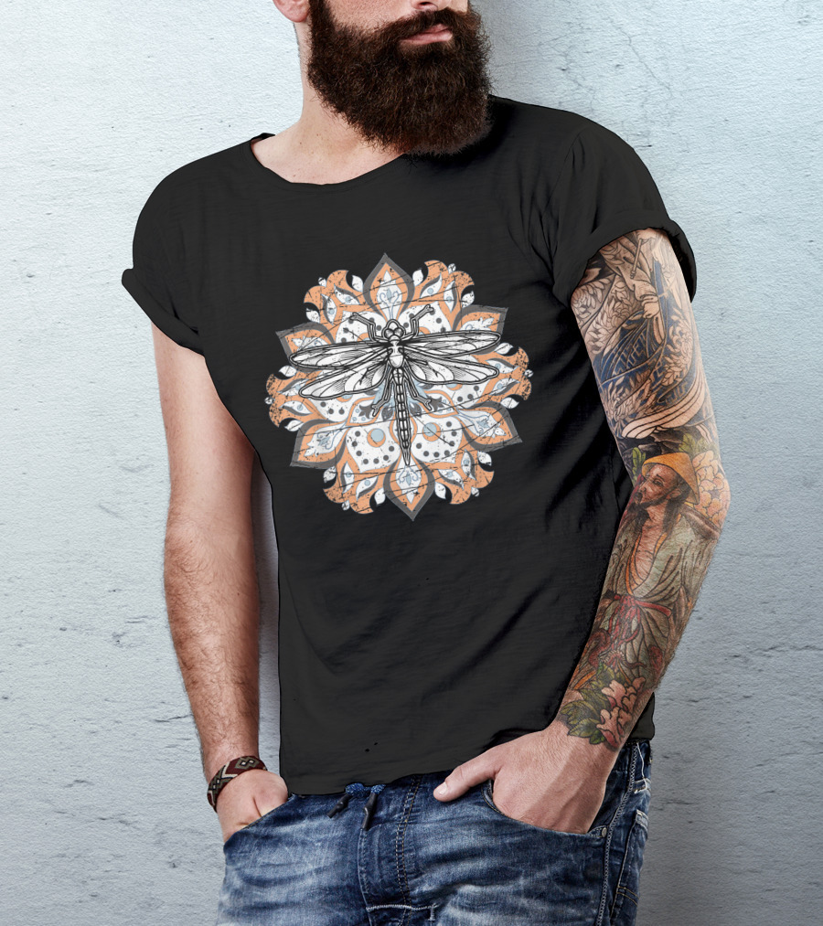 Hippie Dragonfly Mandala Psychedelic Bohemian T-Shirt