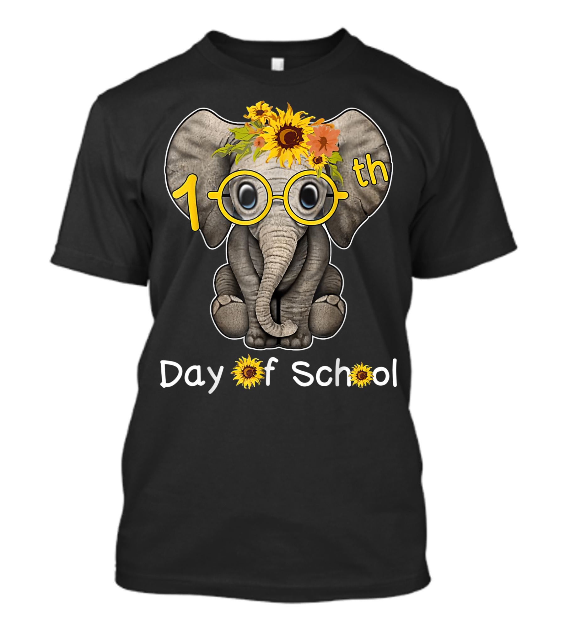 100th Day Of School Hippie Elephant Sunflower Lovers T-Shirt