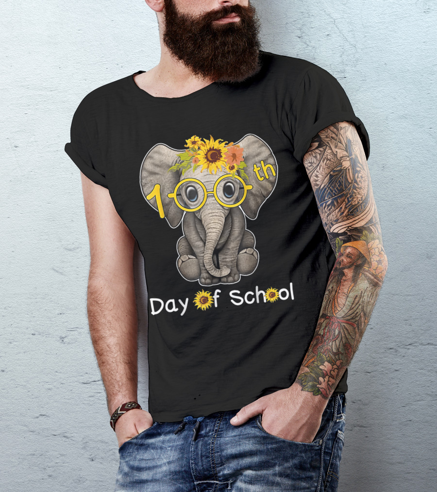 100th Day Of School Hippie Elephant Sunflower Lovers T-Shirt