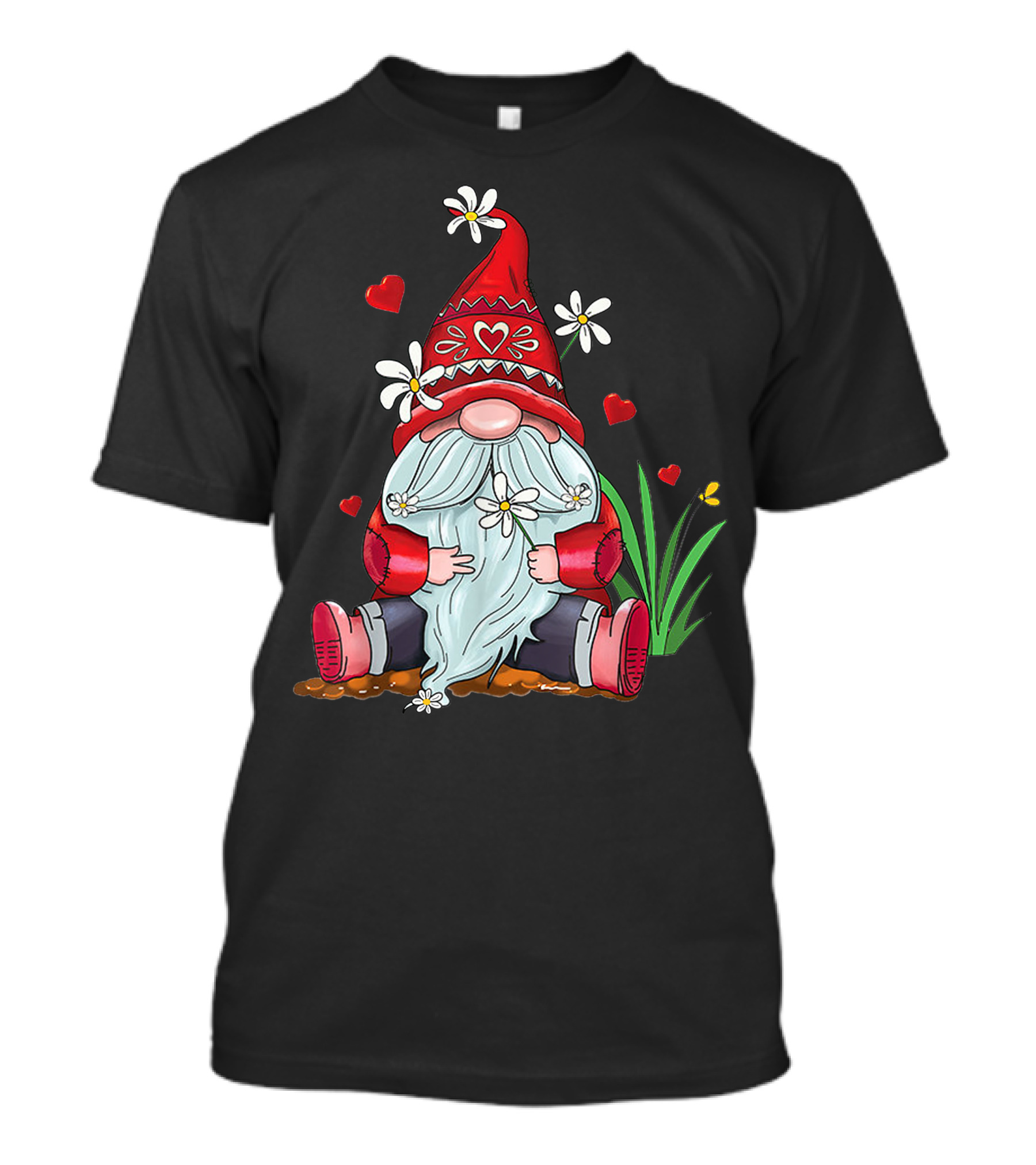Hippie Gnomes Hearts Valentines Day Flowers And Love T-Shirt