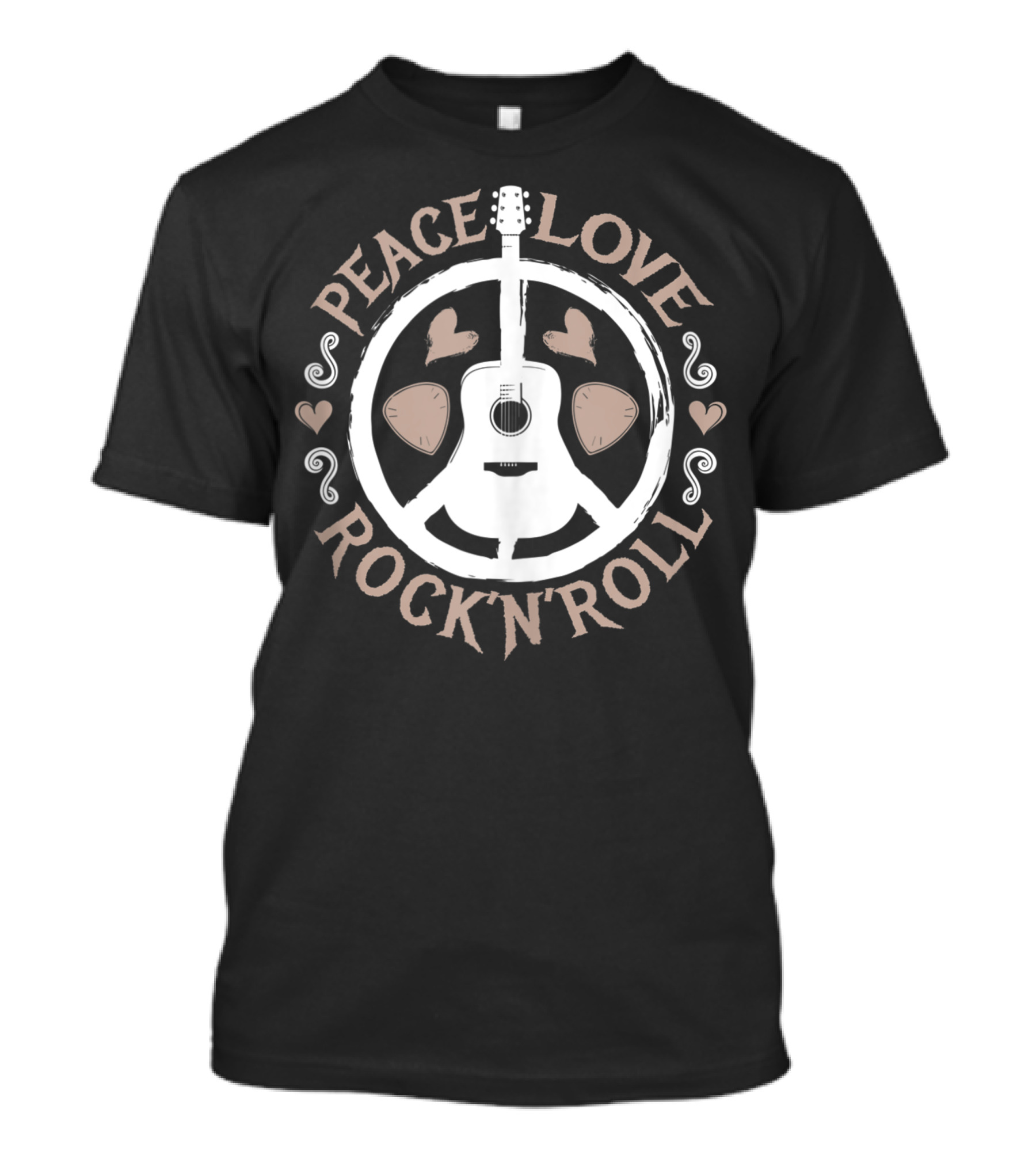 Peace Love Rock'n'Roll Vintage Guitar Hippie Hippy T-Shirt