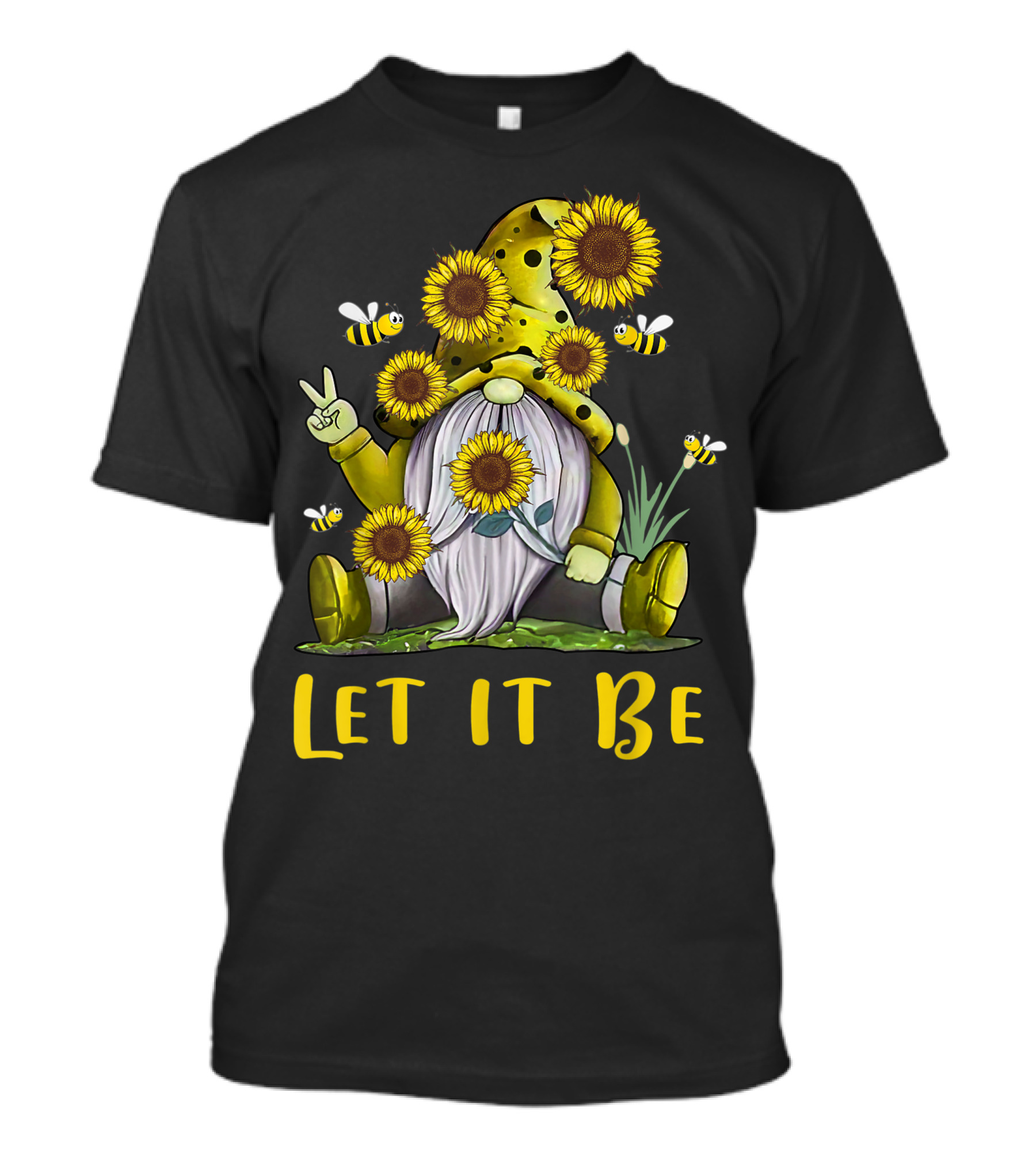 Let It Be Sunflower Peace Gnome T-Shirt