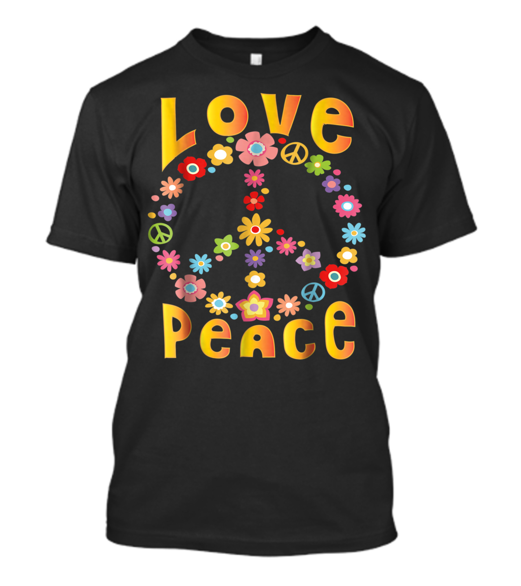 Love Peace Freedom 60s 70s Hippie Tie Dye Flowers T-Shirt