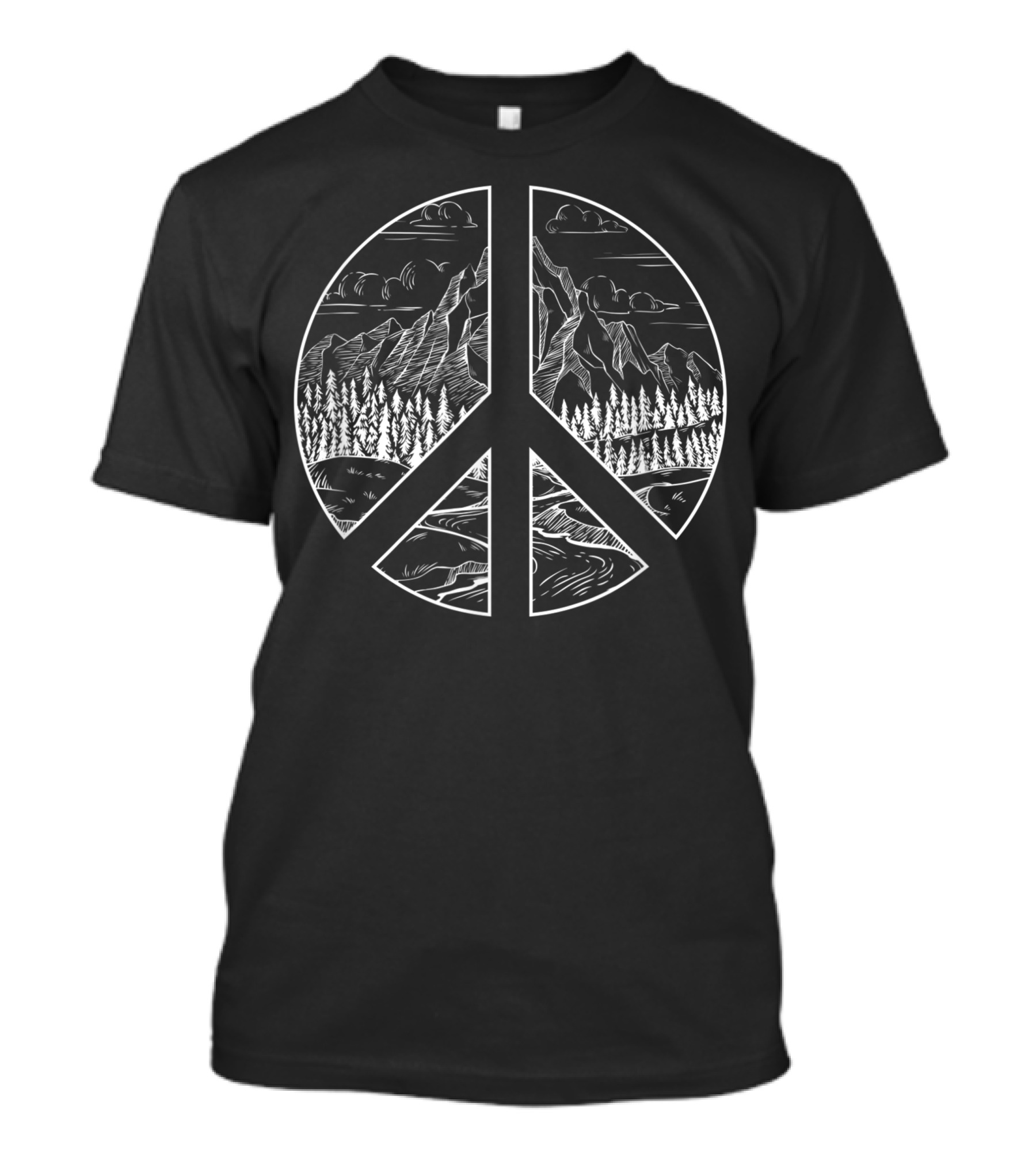 Hippie Peace Symbol Mountain Nature Vintage Costume T-Shirt