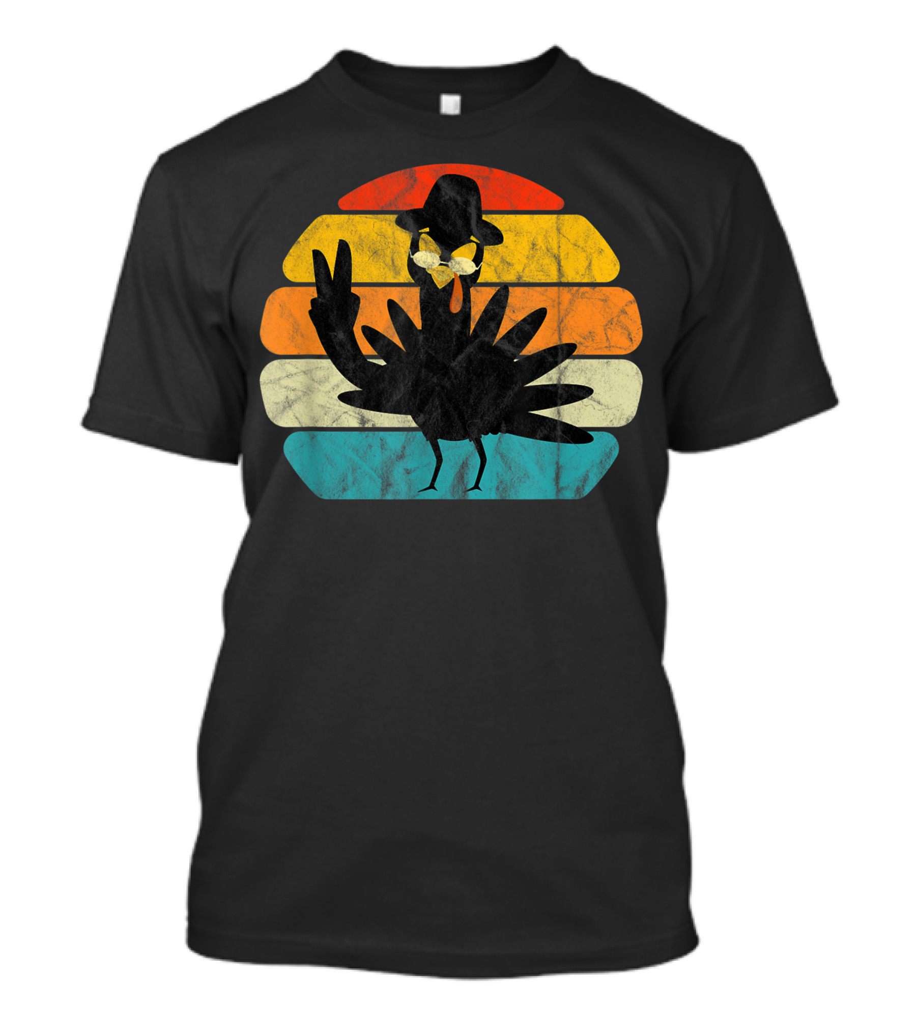 Hippie Peace Sign Turkey Family Thanksgiving Retro T-Shirt