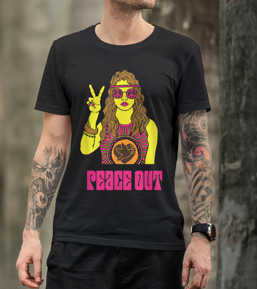 Peace Out Hippie Tie-Dye Vibes Fashion 60s T-Shirt