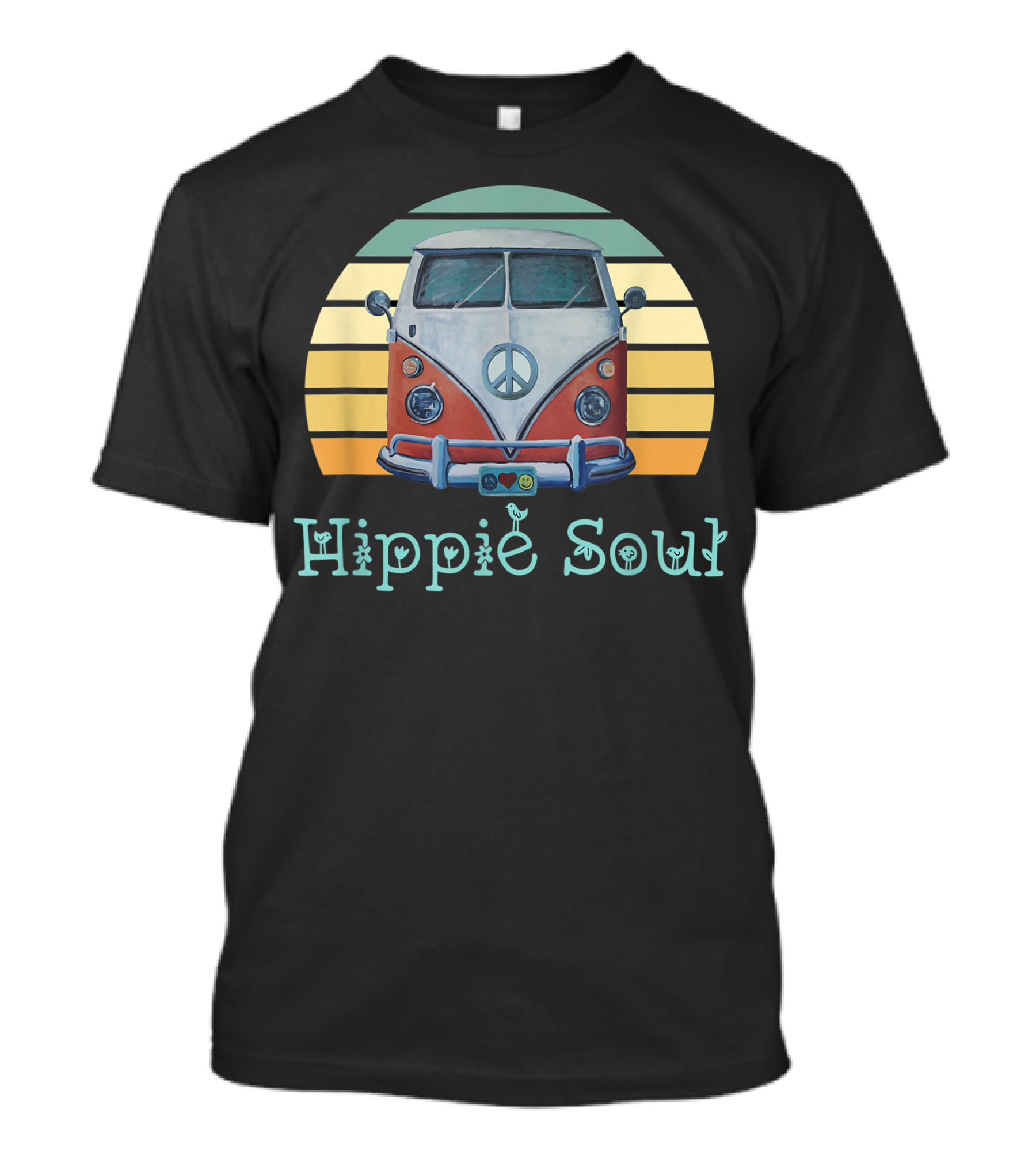 Hippie Soul Van Peace Sign Retro Sunset T-Shirt
