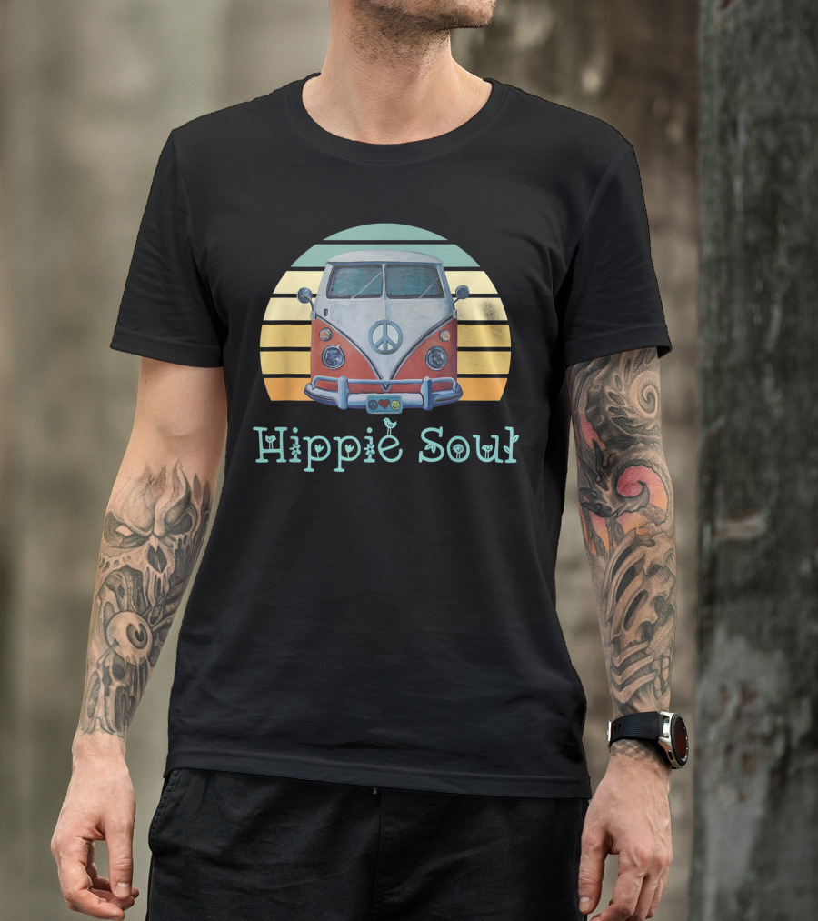 Hippie Soul Van Peace Sign Retro Sunset T-Shirt