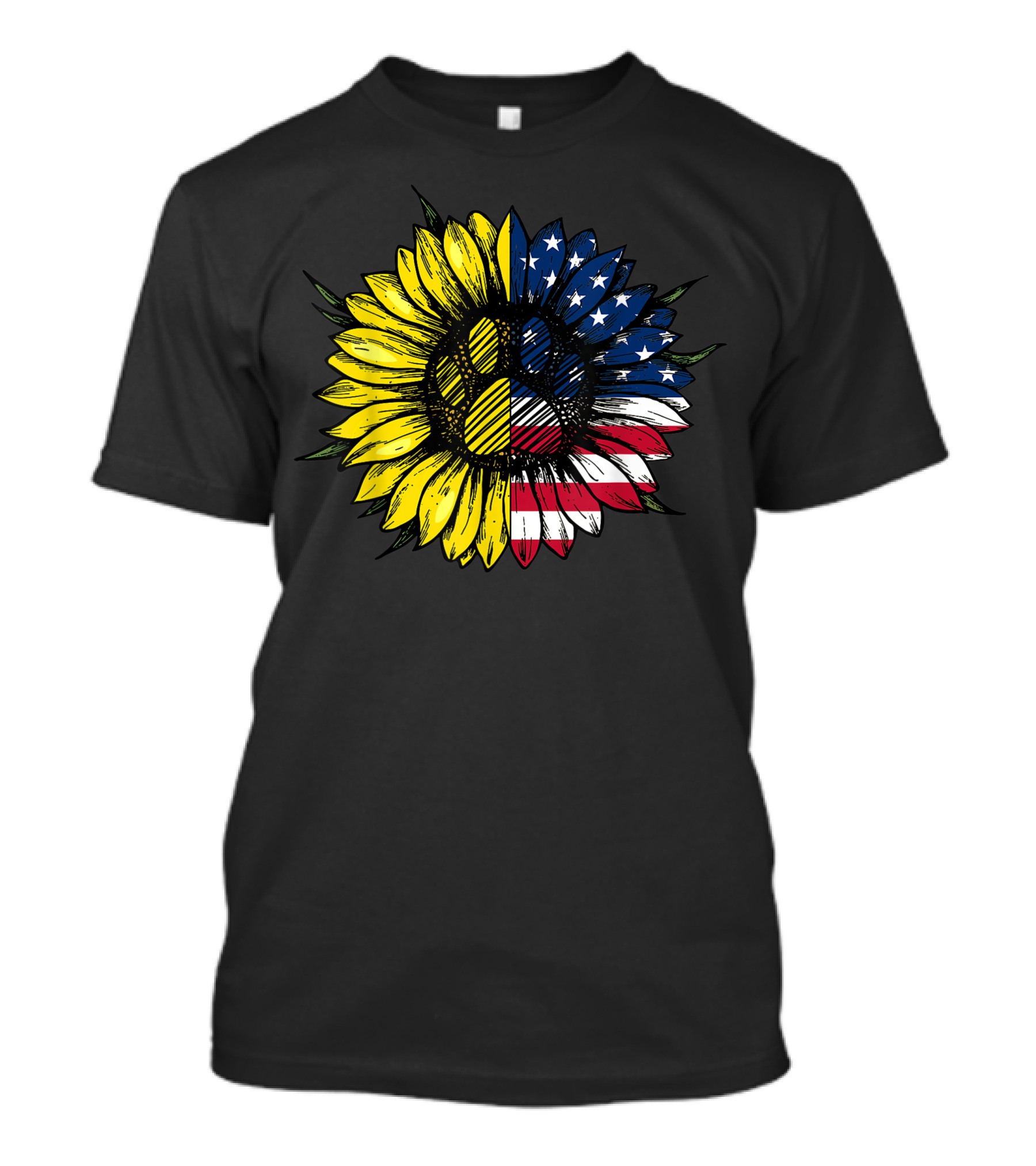 Hippie Sunflower American Flag Dog Paw 4th Of July JD T-Shirt