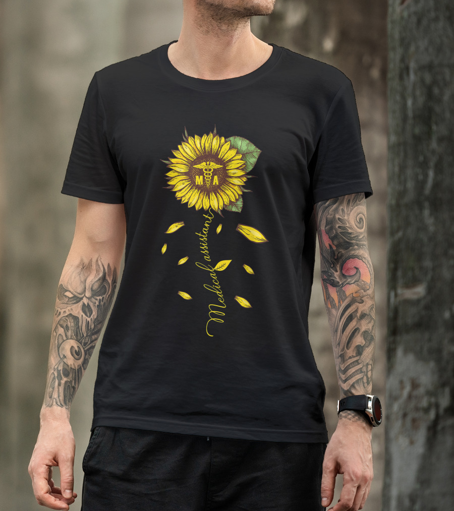 Hippie Sunflower Medical Assistant Caduceus Icon MBA Nurse T-Shirt
