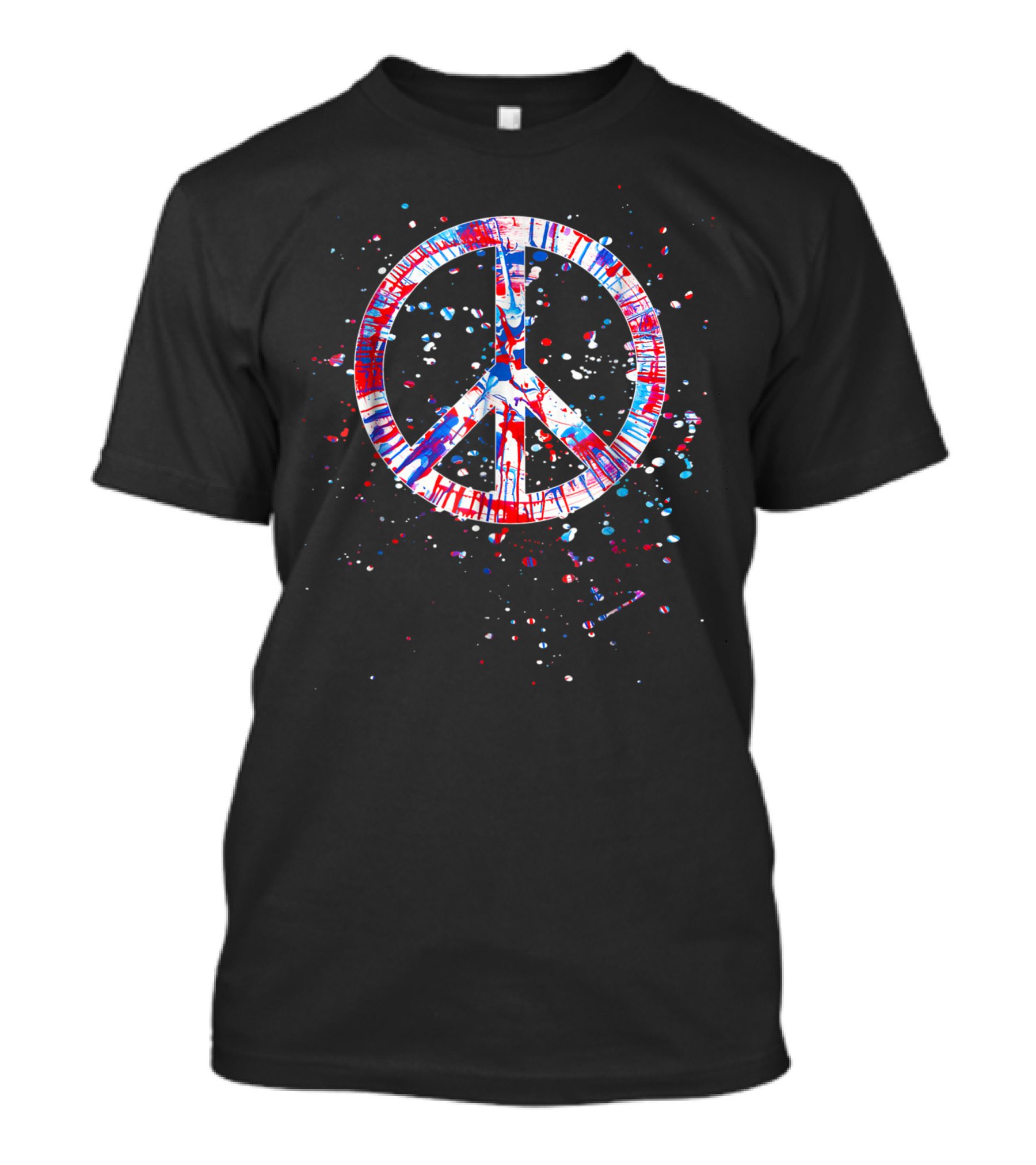 Hippie Patriotic Red White Blue Tie Dye Peace Sign T-Shirt