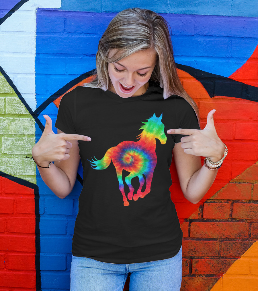 Horse Ocean Rainbow Tie Dye Hippie Hippy Costume T-Shirt