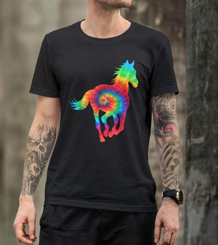 Horse Ocean Rainbow Tie Dye Hippie Hippy Costume T-Shirt