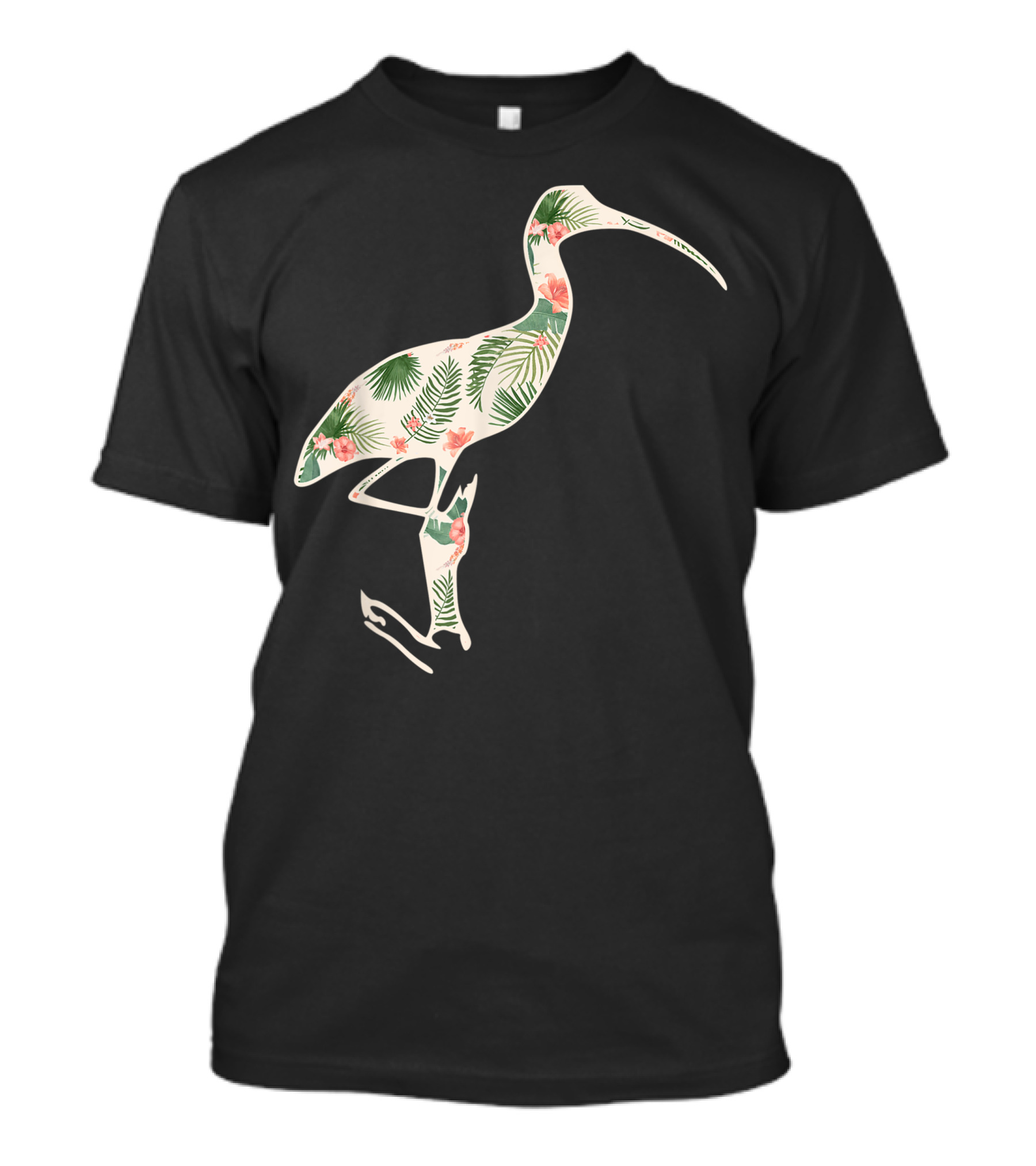 Ibis Floral Bird Hawaiian Women Flower Girl Print T-Shirt