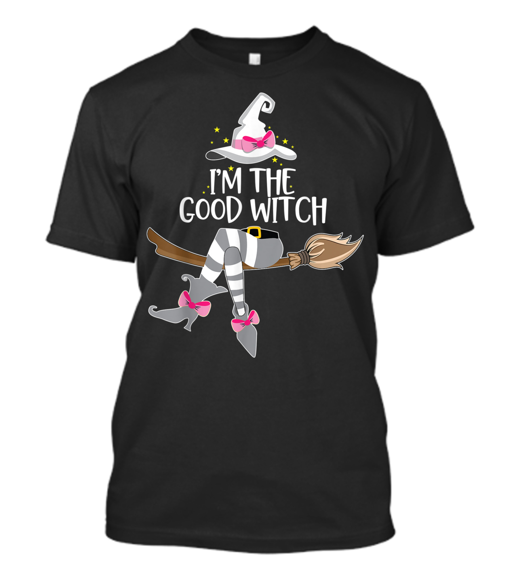 I'm The Good Witch Halloween Matching Group Hat Broomstick Bow Stripes T-Shirt