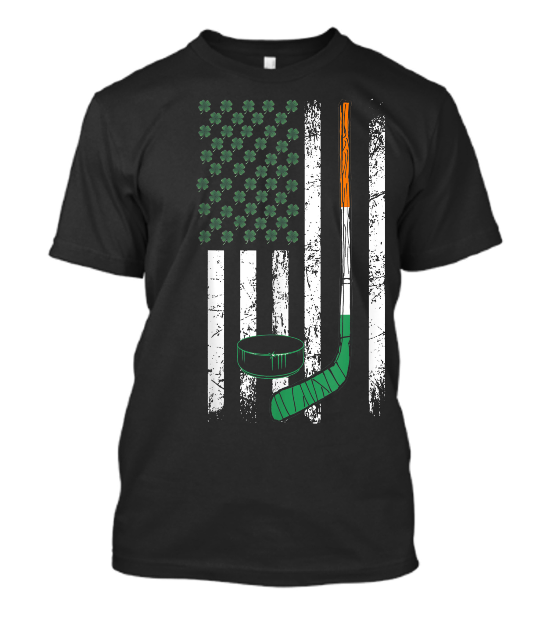 Irish American Hockey Usa Flag Shamrock St Patricks Day T-Shirt