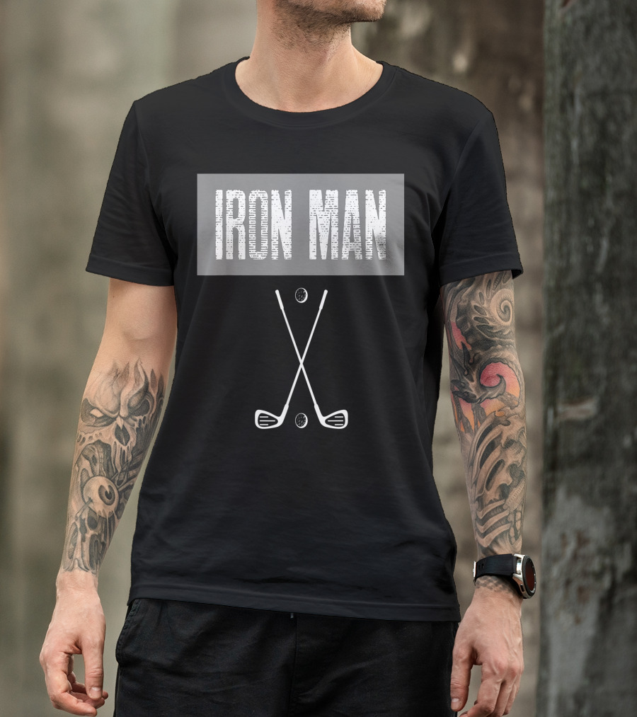 Iron Man Golf Lover With Crossed Clubs And Balls T-Shirt