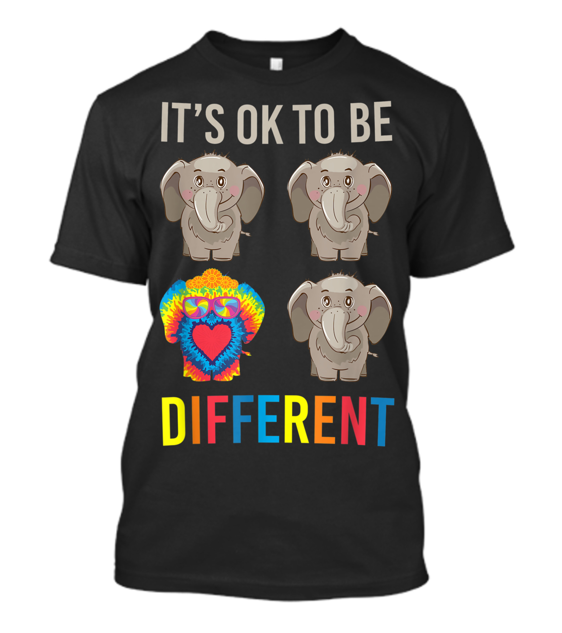 It's Ok To Be Different Tie-Dye Elephant Peace Hippy Hippies T-Shirt