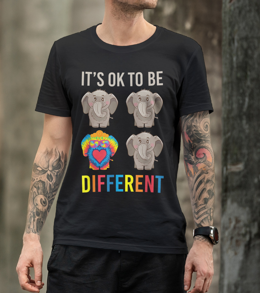It's Ok To Be Different Tie-Dye Elephant Peace Hippy Hippies T-Shirt