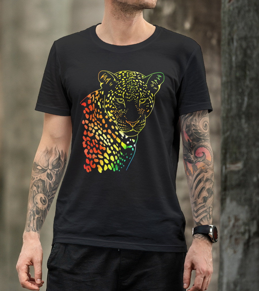 Jaguar Rainbow Tie Dye Hippie Animal T-Shirt