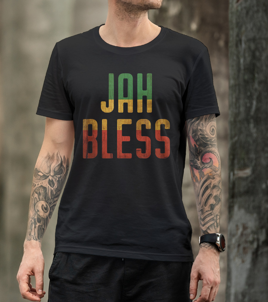 Jah Bless Rasta Jamaica Roots Rock Reggae Embrace T-Shirt