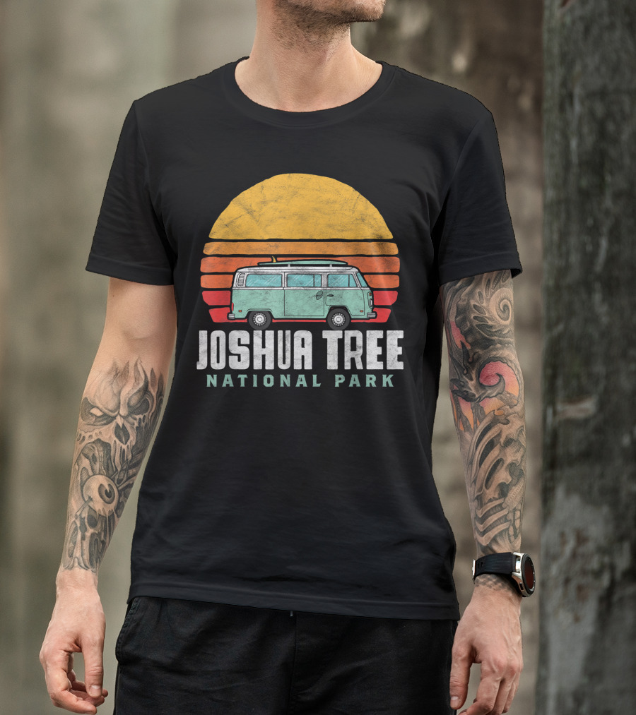 Joshua Tree National Park Hippie Van Sunset Retro California T-Shirt