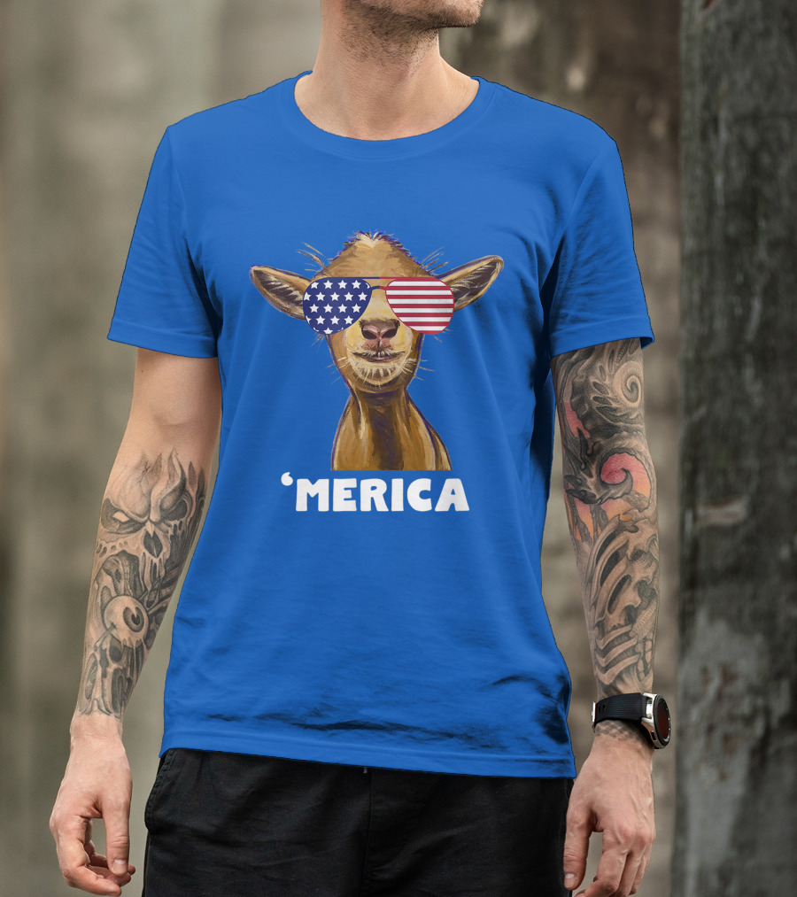 Patriotic Goat 'Merica Sunglasses T-Shirt