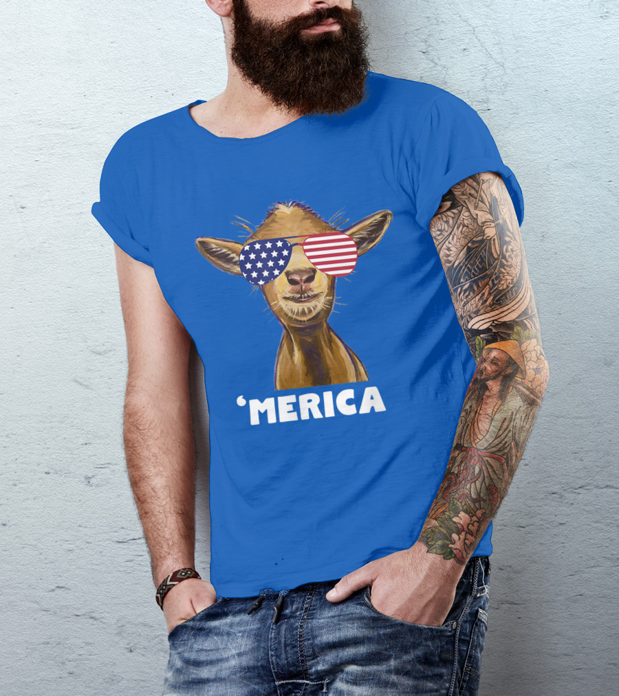 Patriotic Goat 'Merica Sunglasses T-Shirt