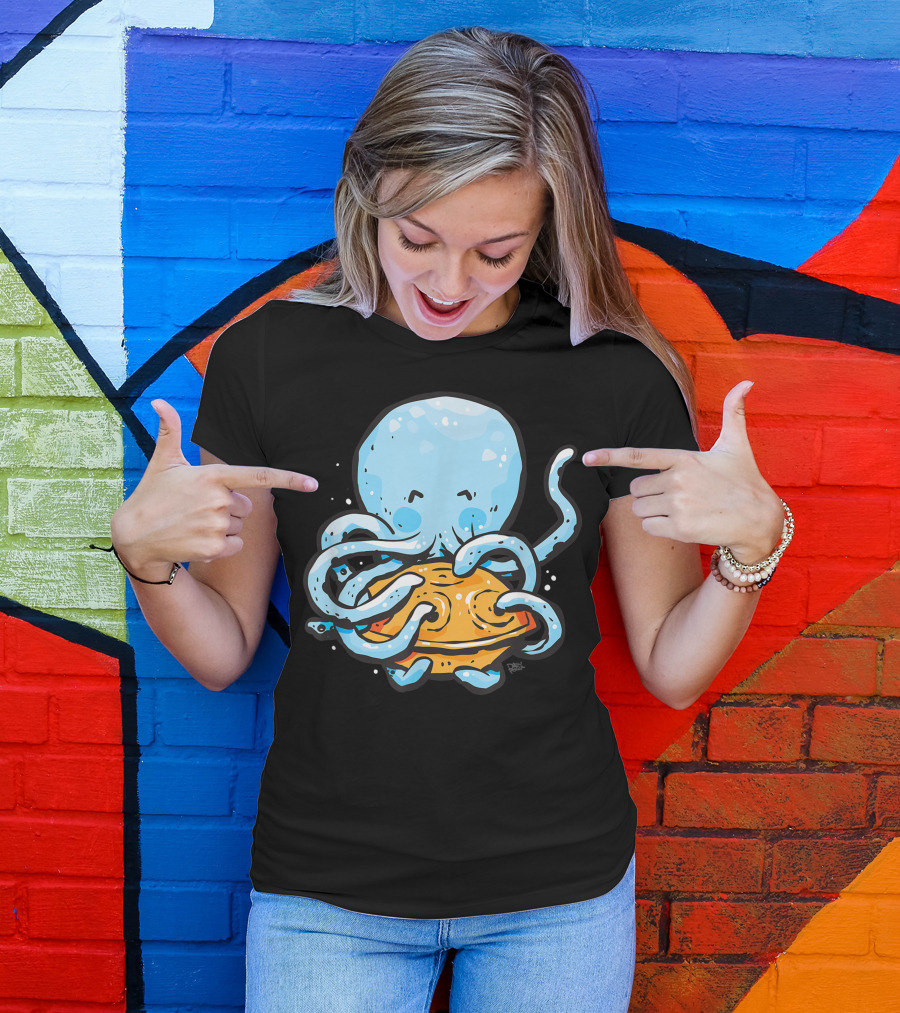 Kawaii Octopus Tako Playing Hang Drum Handpan Musical Fun T-Shirt
