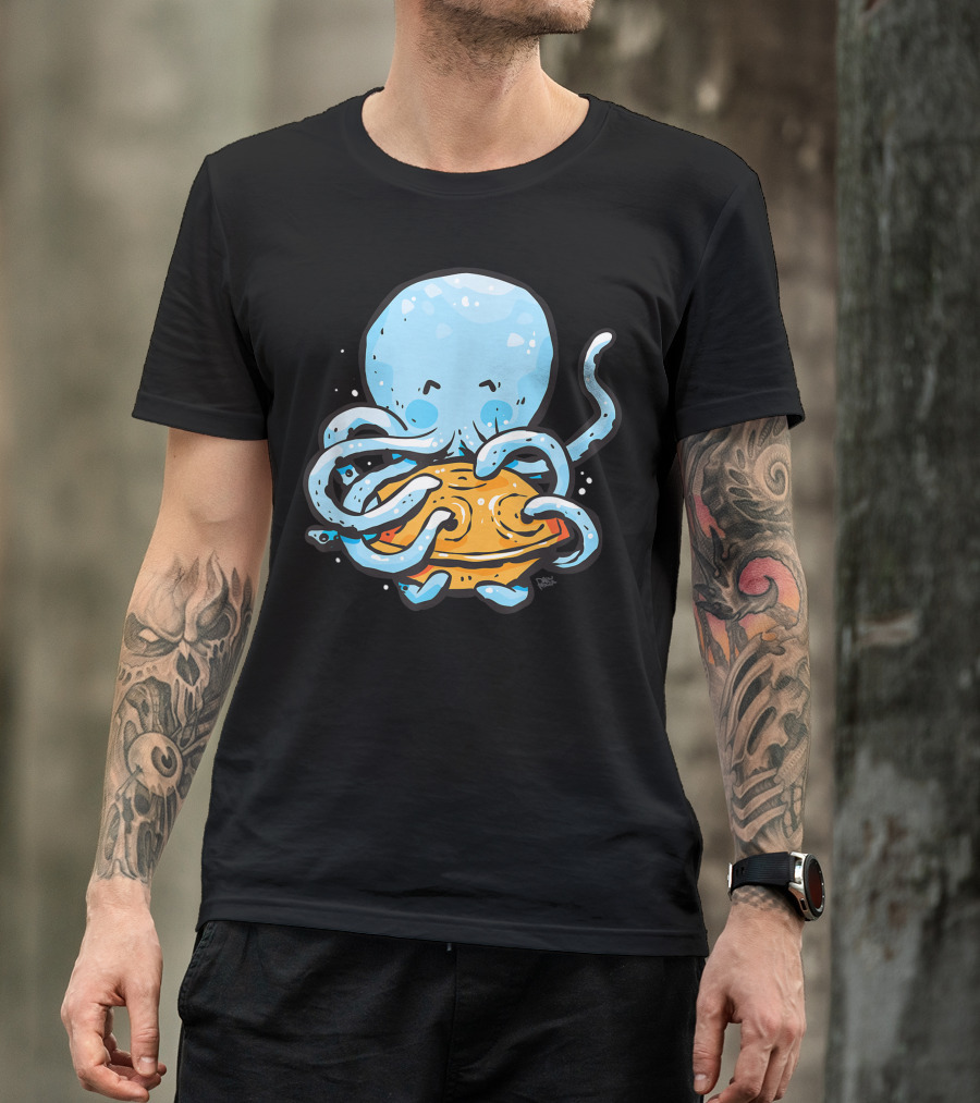 Kawaii Octopus Tako Playing Hang Drum Handpan Musical Fun T-Shirt