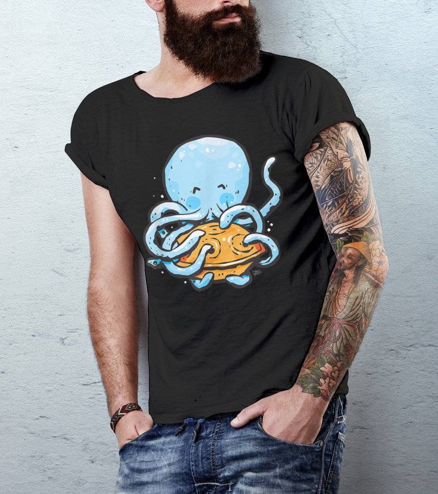 Kawaii Octopus Tako Playing Hang Drum Handpan Musical Fun T-Shirt