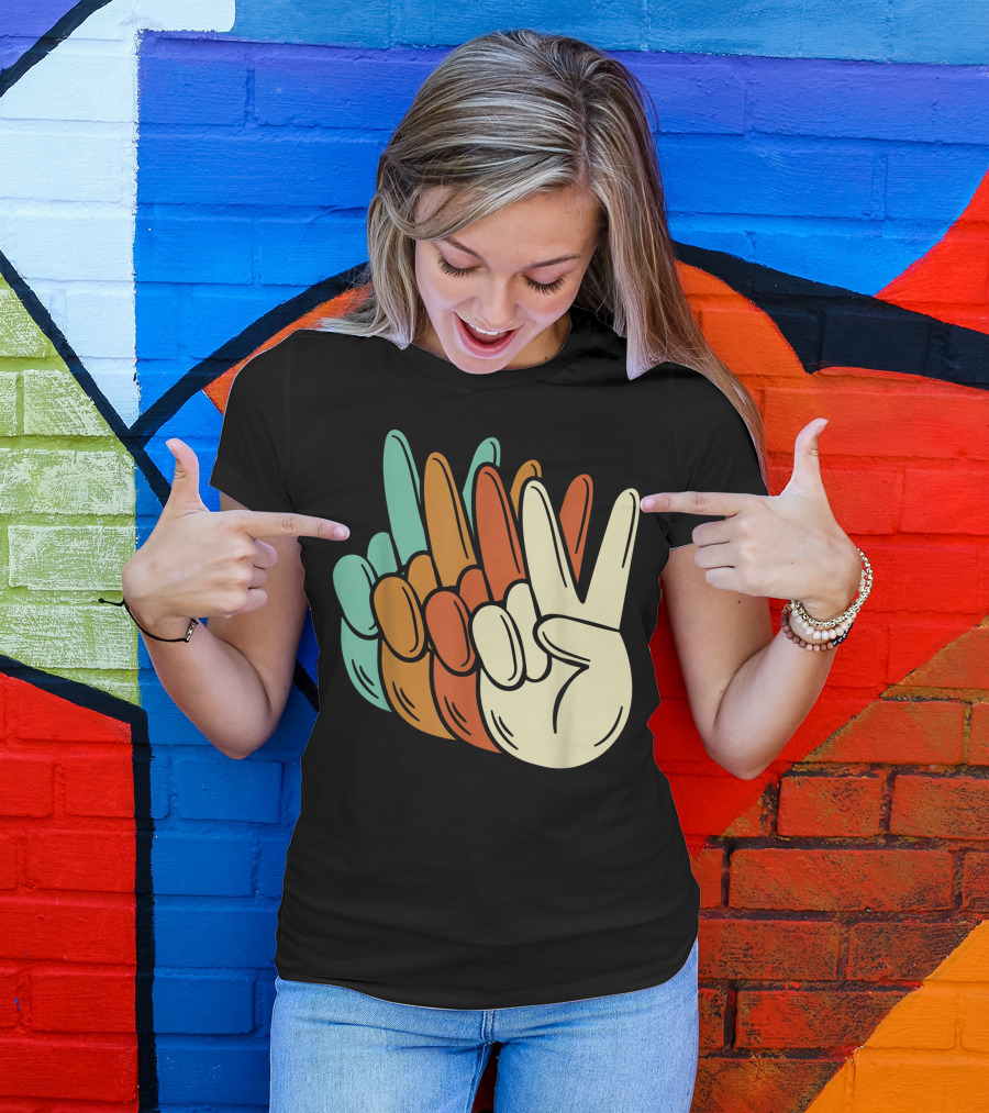 Kindness Equality Inclusion Peace Multicolored Peace Hand Symbols T-Shirt