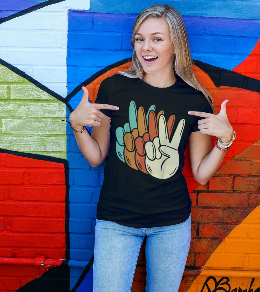 Kindness Equality Inclusion Peace Multicolored Peace Hand Symbols T-Shirt