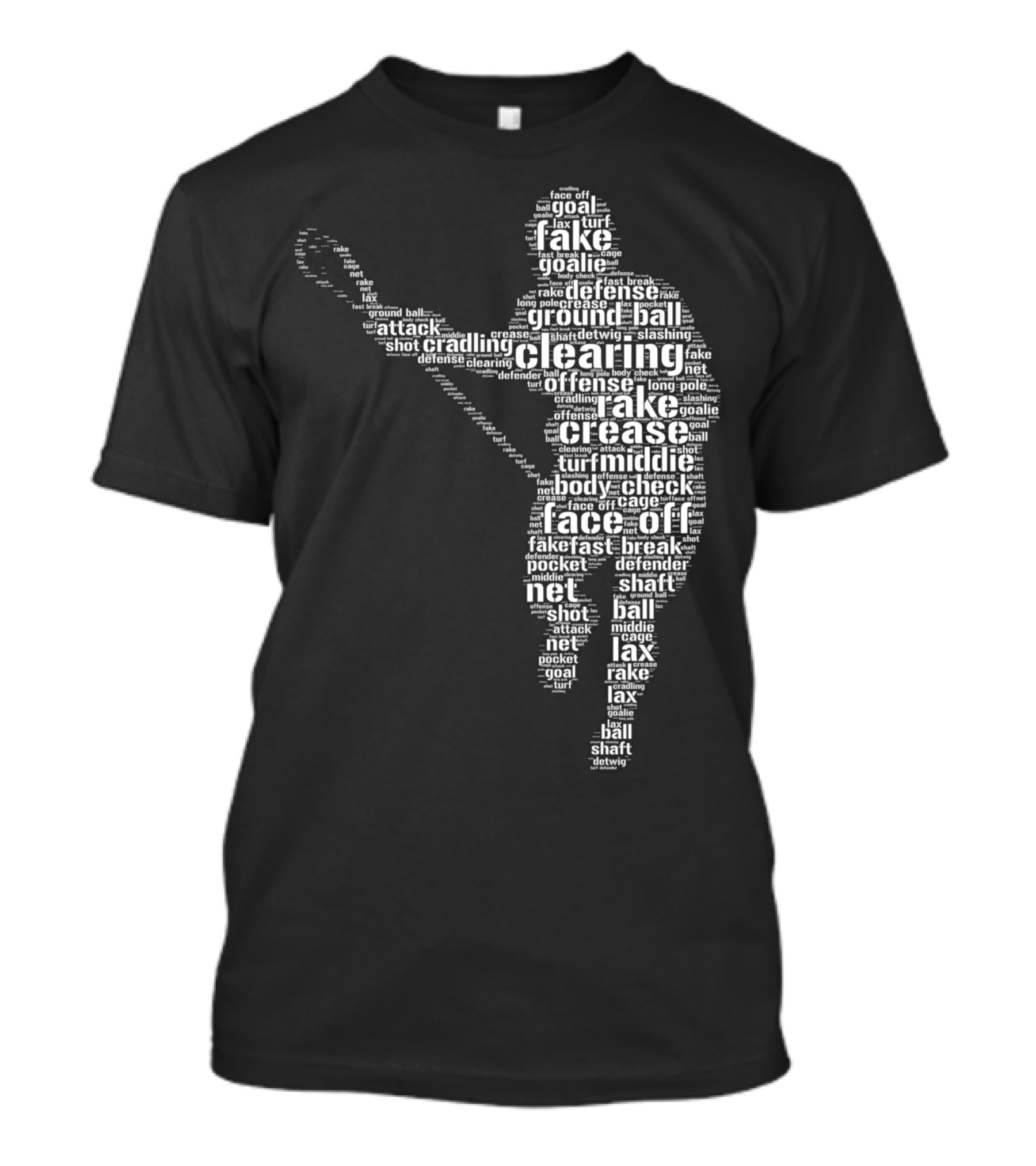Lacrosse Face-Off Crease Clearing Ground Ball Fake Goal Shaft Defense Attack Net Turf T-Shirt