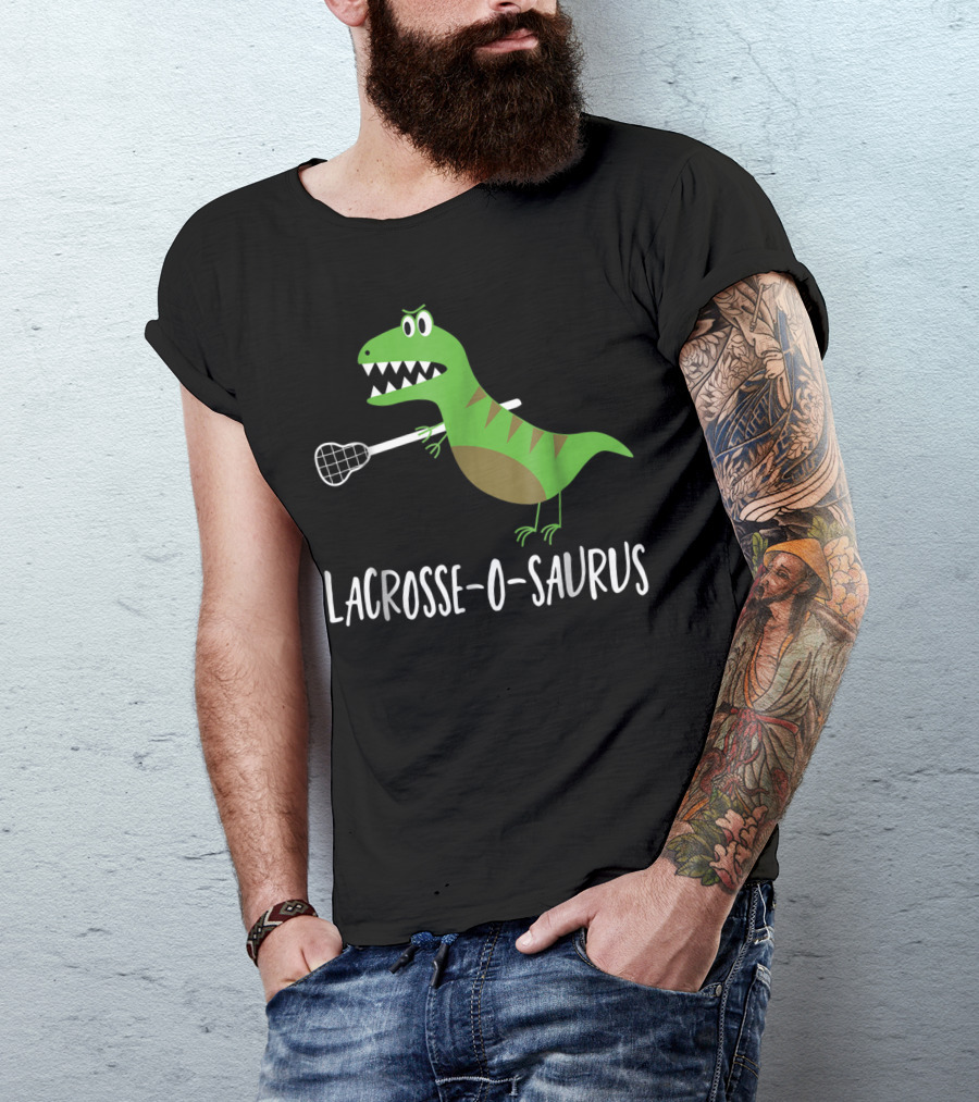 Lacrosse-O-Saurus Dino Lover Lax Player Sport T-Shirt