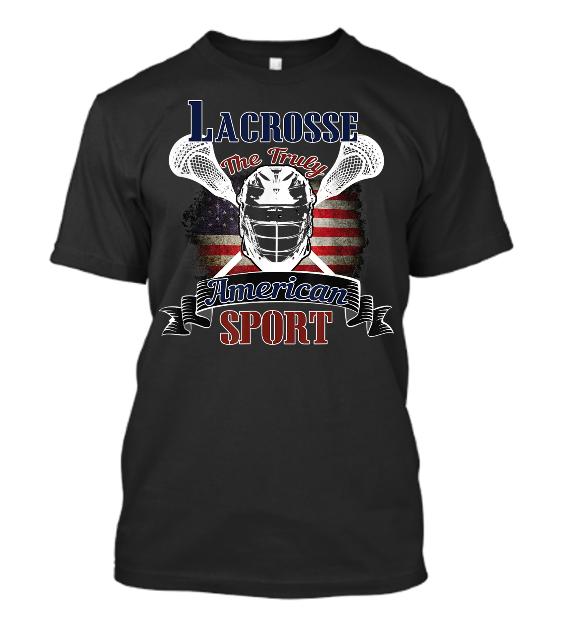Lacrosse The Truly American Sport USA Lax Helmet And Sticks American Flag T-Shirt
